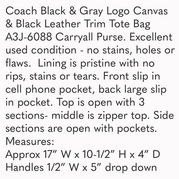 Coach signature monogram briefcase style bag black soft leather mint condition - Picture 10 of 10